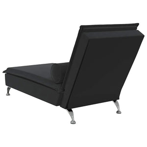 Chaise Longue Massaggi con Cuscino a Rullo Nero in Velluto 379455
