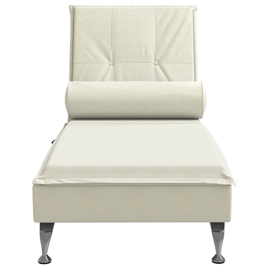 Chaise Longue Massaggi con Cuscino a Rullo Crema in Velluto