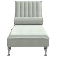 Chaise Longue Massaggi Cuscino a Rullo Grigio Chiaro in Velluto 379459