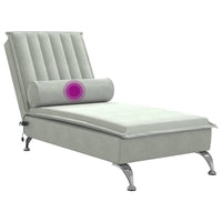 Chaise Longue Massaggi Cuscino a Rullo Grigio Chiaro in Velluto 379459