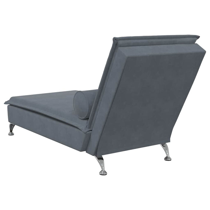 Chaise Longue Massaggi con Capezzale Grigio Scuro in Velluto 379460