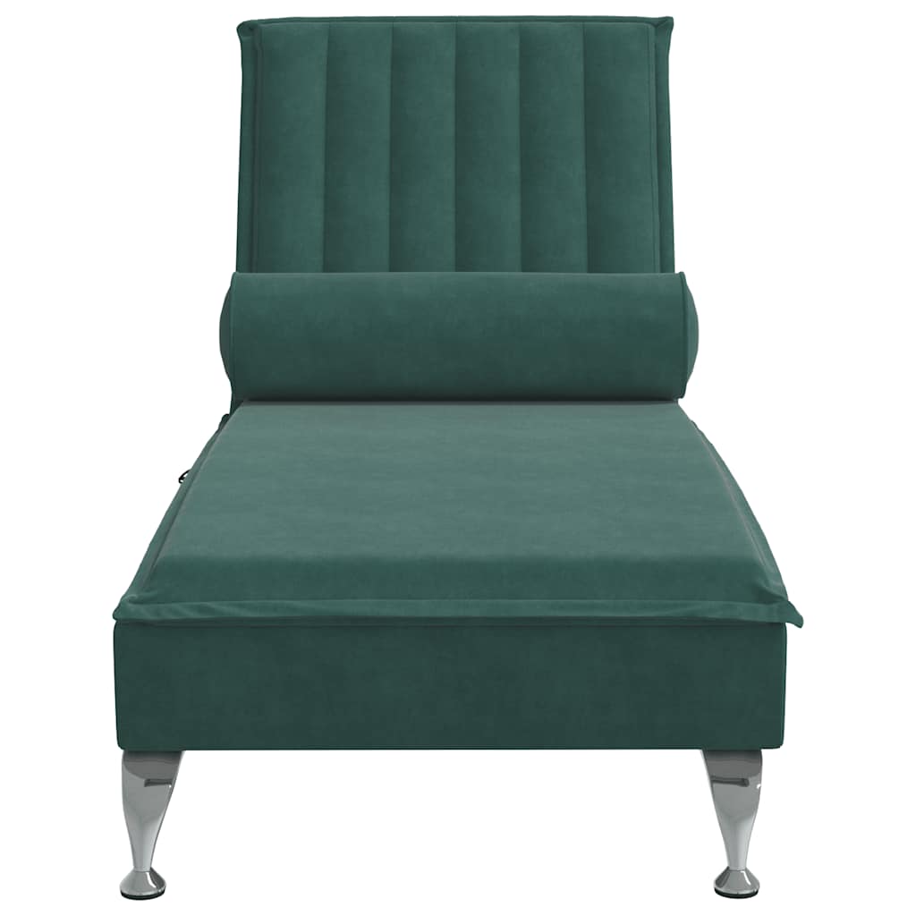 Chaise Longue Massaggi con Capezzale Verde Scuro in Velluto 379461
