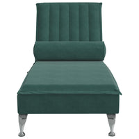Chaise Longue Massaggi con Capezzale Verde Scuro in Velluto 379461