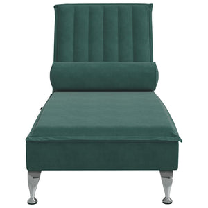 Chaise Longue Massaggi con Capezzale Verde Scuro in Velluto 379461
