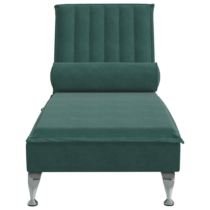 Chaise Longue Massaggi con Capezzale Verde Scuro in Velluto 379461