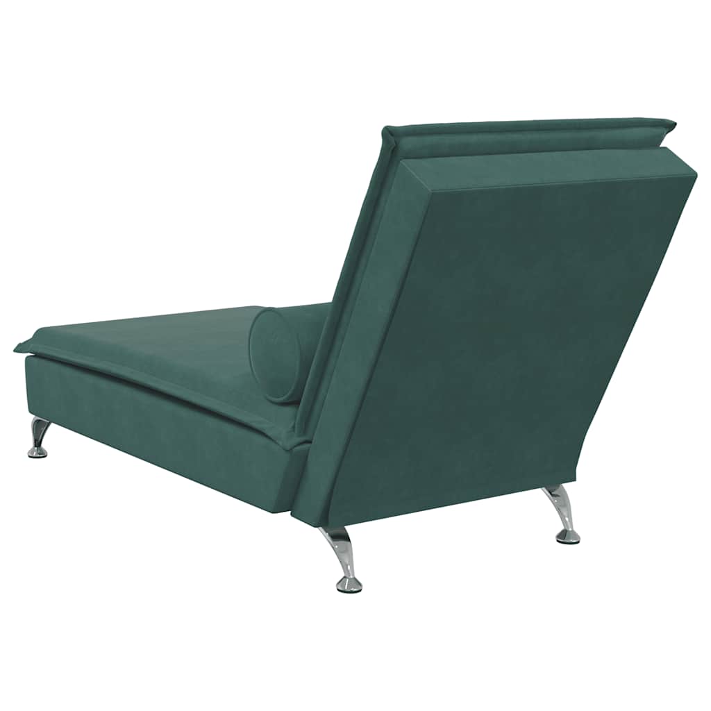 Chaise Longue Massaggi con Capezzale Verde Scuro in Velluto 379461