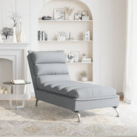 Chaise Longue con Cuscini Grigio Chiaro in Tessuto 379468