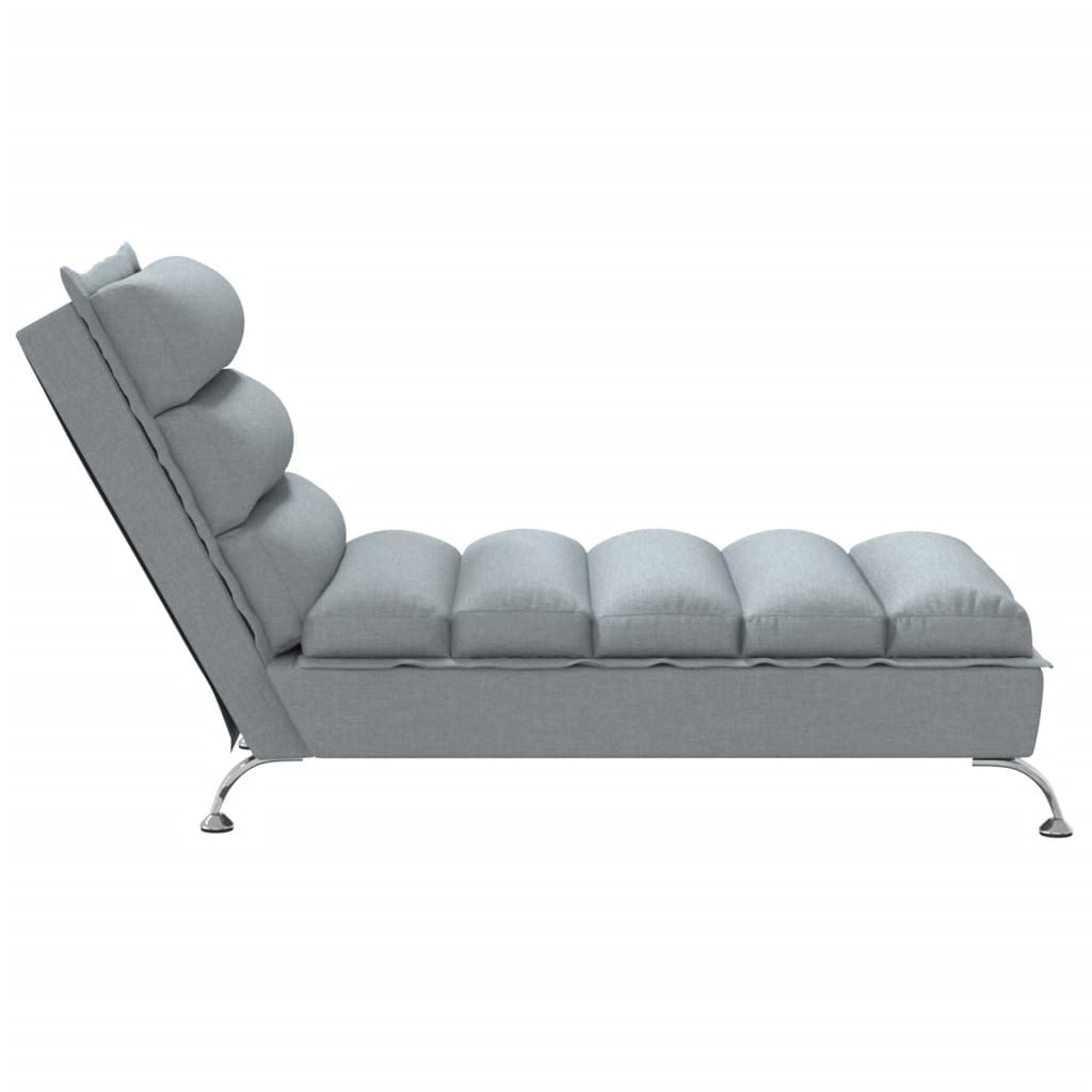 Chaise Longue con Cuscini Grigio Chiaro in Tessuto 379468