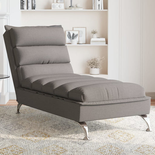 Chaise Longue con Cuscini Tortora in Tessuto 379472