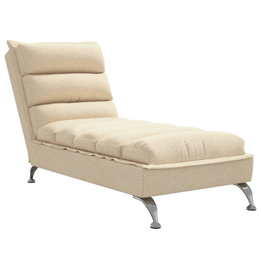 Chaise Longue con Cuscini Crema in Tessuto 379473