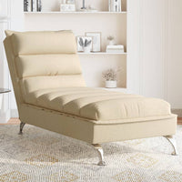 Chaise Longue con Cuscini Crema in Tessuto 379473