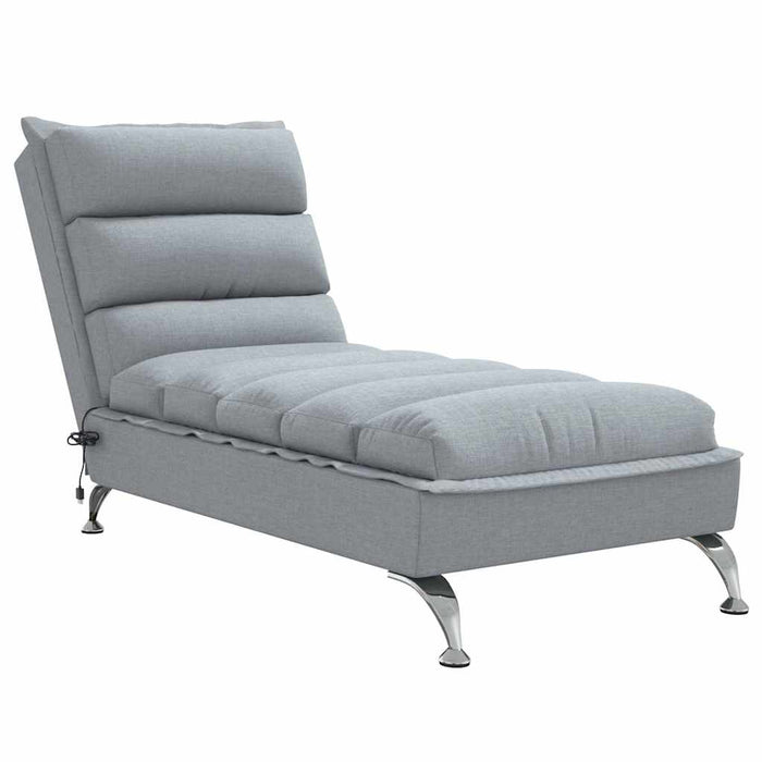 Chaise Longue Massaggi con Cuscini Grigio Chiaro in Tessuto 379475