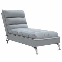 vidaXL Chaise Longue Massaggi con Cuscini Grigio Chiaro in Tessuto