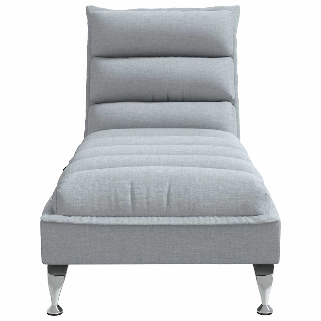 Chaise Longue Massaggi con Cuscini Grigio Chiaro in Tessuto 379475