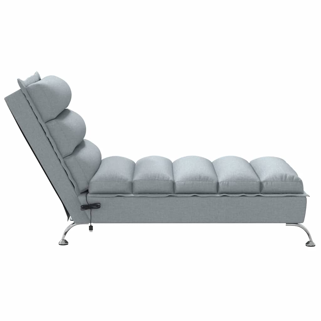 vidaXL Chaise Longue Massaggi con Cuscini Grigio Chiaro in Tessuto