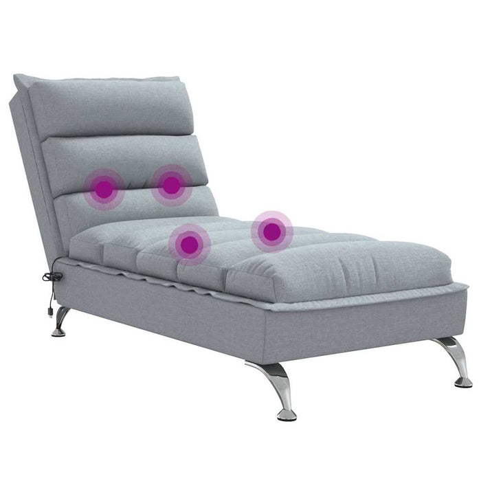 Chaise Longue Massaggi con Cuscini Grigio Chiaro in Tessuto 379475