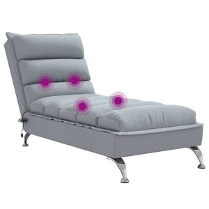 vidaXL Chaise Longue Massaggi con Cuscini Grigio Chiaro in Tessuto