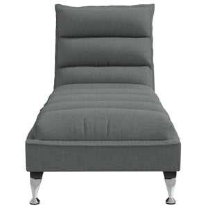 Chaise Longue Massaggi con Cuscini Grigio Scuro in Tessuto 379476