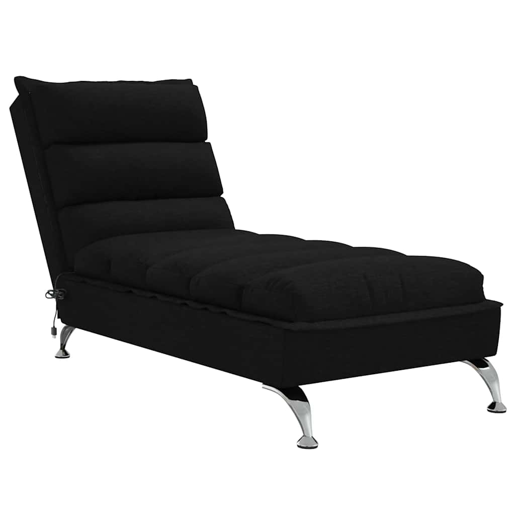Chaise Longue Massaggi con Cuscini Nero in Tessuto 379477