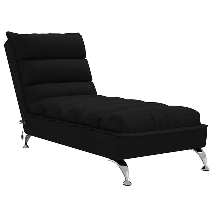 Chaise Longue Massaggi con Cuscini Nero in Tessuto 379477