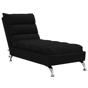 vidaXL Chaise Longue Massaggi con Cuscini Nero in Tessuto