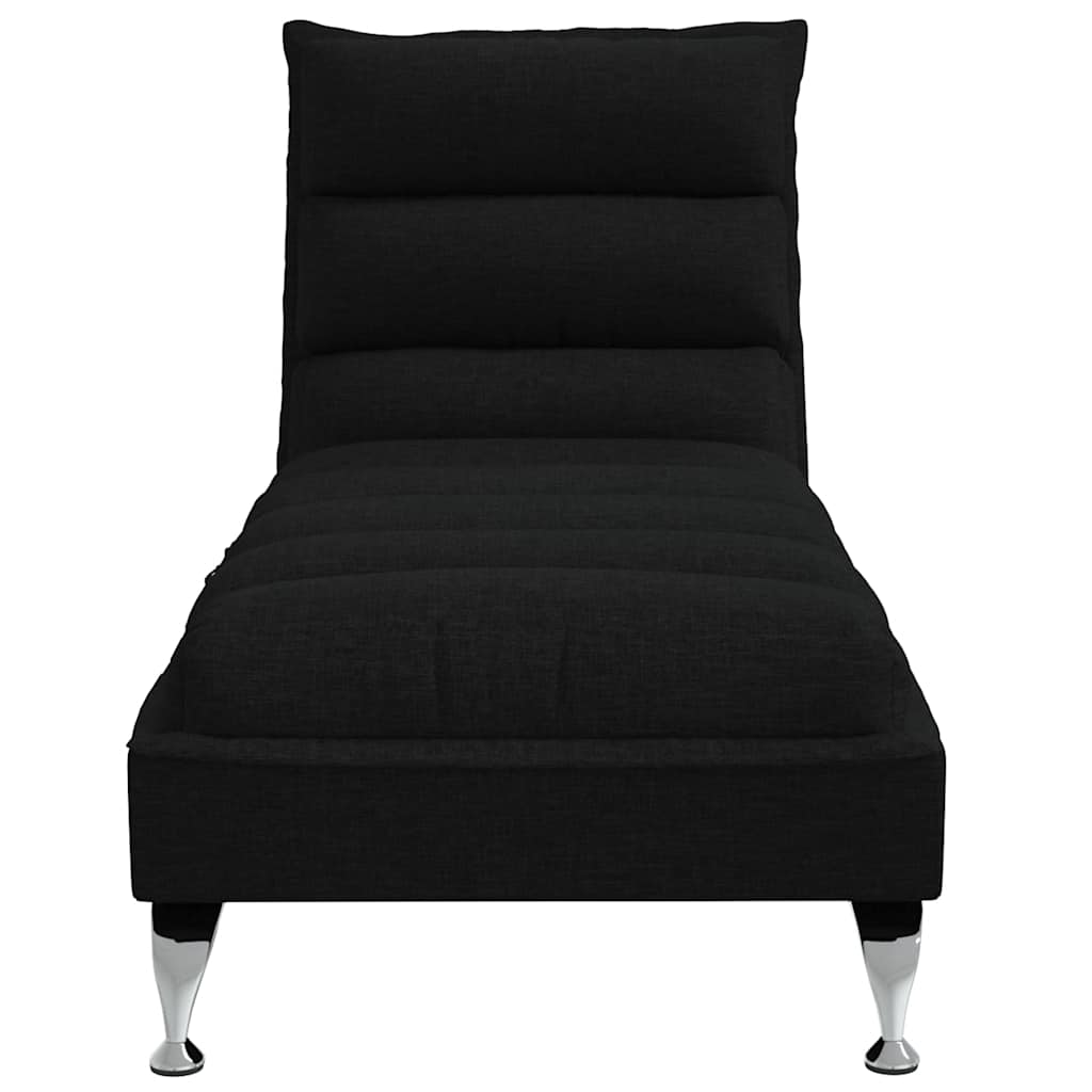 Chaise Longue Massaggi con Cuscini Nero in Tessuto 379477