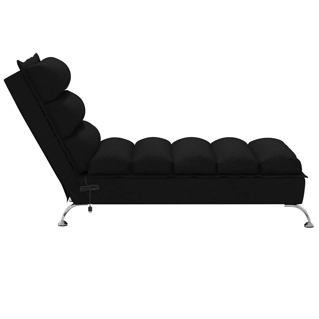 vidaXL Chaise Longue Massaggi con Cuscini Nero in Tessuto