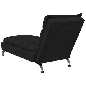 vidaXL Chaise Longue Massaggi con Cuscini Nero in Tessuto