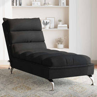 Chaise Longue Massaggi con Cuscini Nero in Tessuto 379477