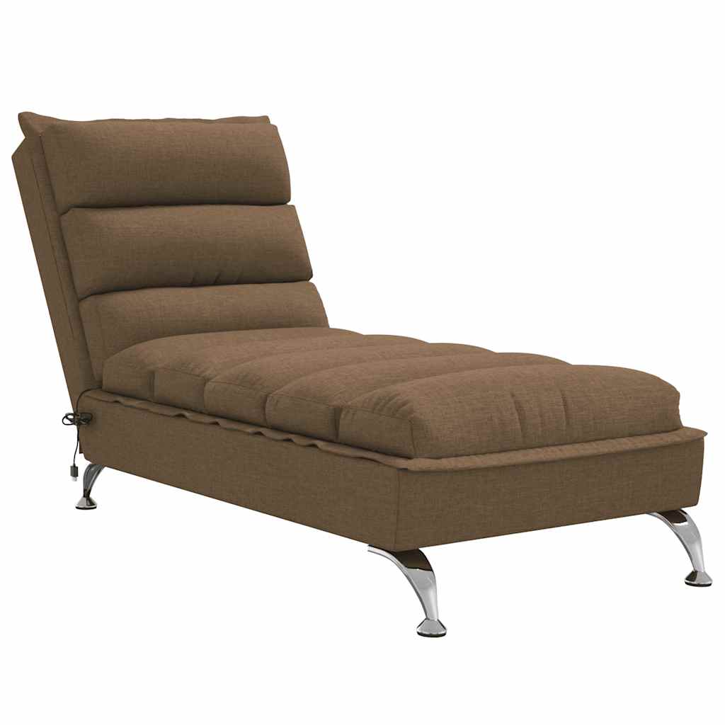 vidaXL Chaise Longue Massaggi con Cuscini Marrone in Tessuto