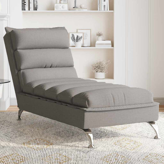 Chaise Longue Massaggi con Cuscini Tortora in Tessuto 379479