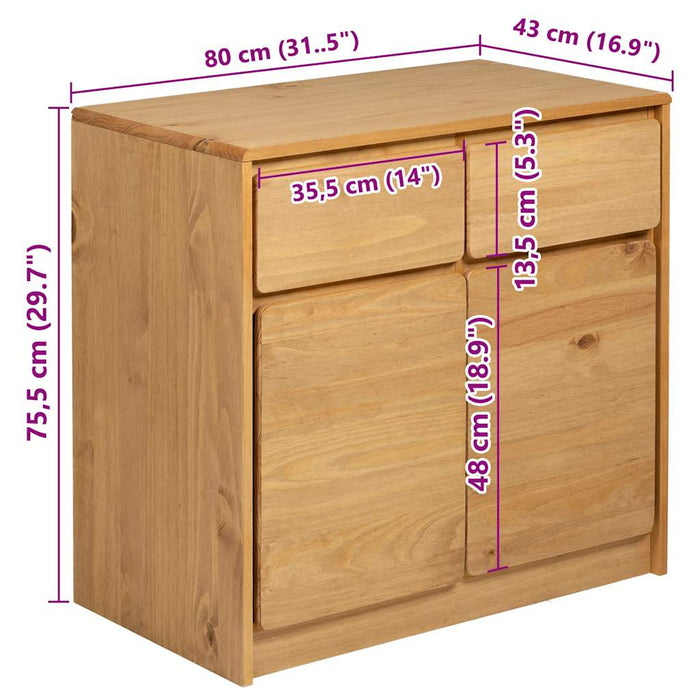 Credenza SAUDA 80x43x75,5 cm in Legno Massello di Pino 377600