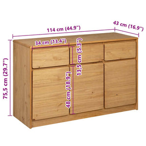 Credenza SAUDA Rovere 114x43x75,5 cm in Legno Massello di Pino 377601
