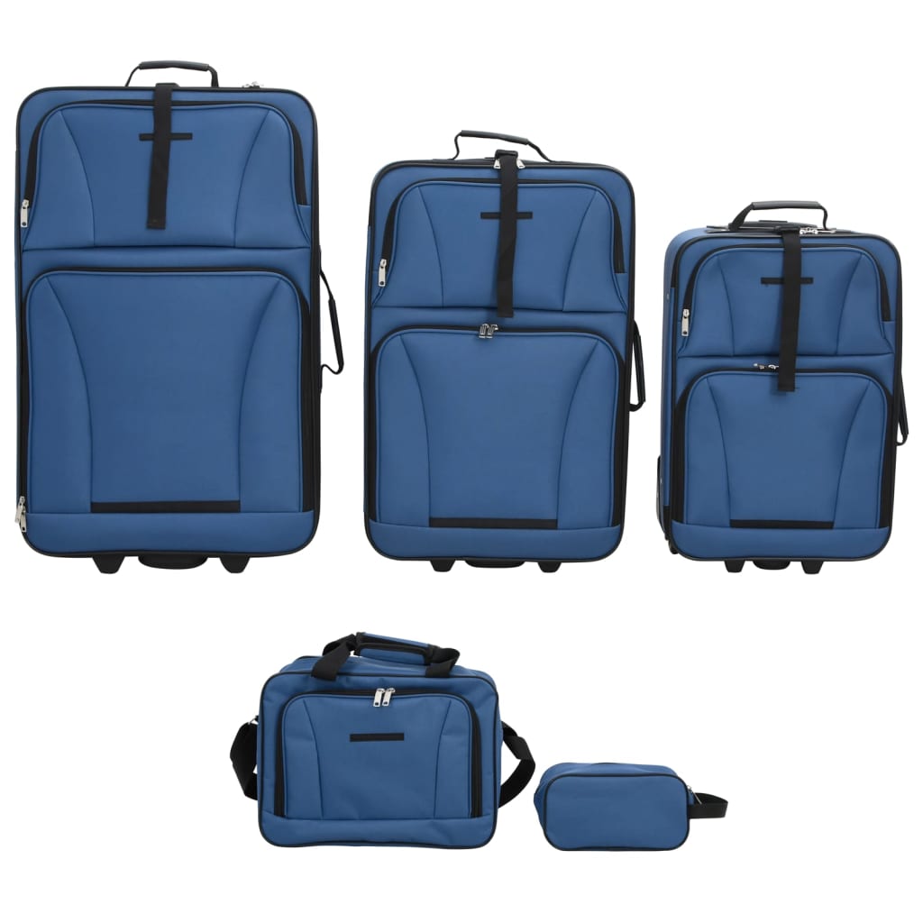 Set Valigie da Viaggio 5 pz Blu in Tessuto 4002829
