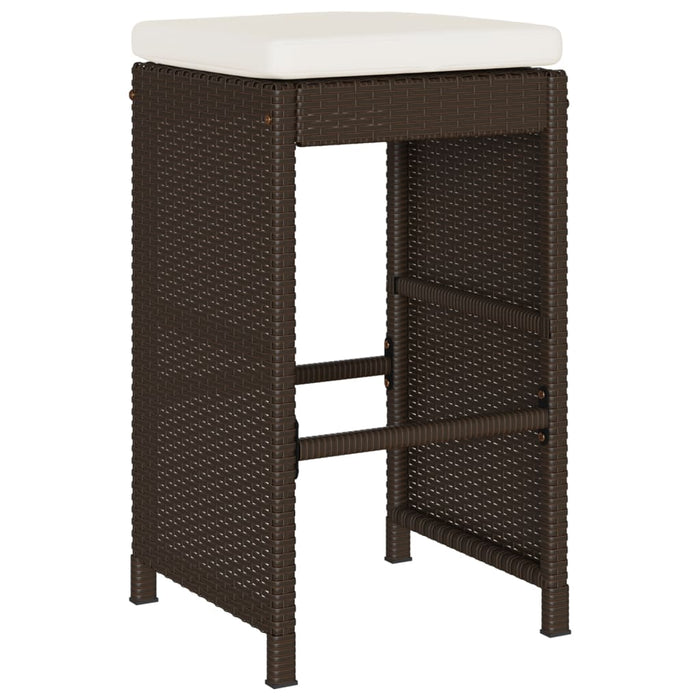 Sgabelli da Bar con Cuscini 2 pz Marroni in Polyrattan 368685
