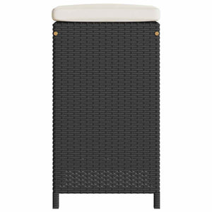 Sgabelli da Bar con Cuscini 2 pz Neri in Polyrattan