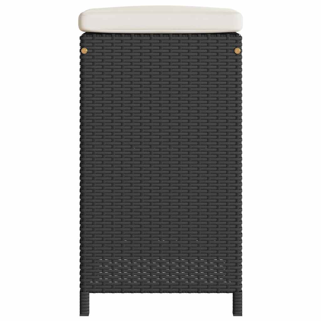 Sgabelli da Bar con Cuscini 2 pz Neri in Polyrattan 368686