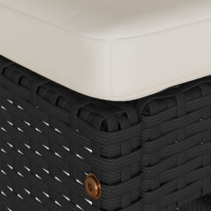 Sgabelli da Bar con Cuscini 2 pz Neri in Polyrattan