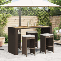 vidaXL Sgabelli Bar da Giardino con Cuscini 4 pz Marroni in Polyrattan