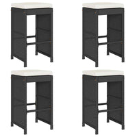 Sgabelli da Bar con Cuscini 4 pz Neri in Polyrattan 368689