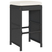 Sgabelli da Bar con Cuscini 4 pz Neri in Polyrattan 368689