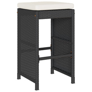 Sgabelli da Bar con Cuscini 4 pz Neri in Polyrattan 368689