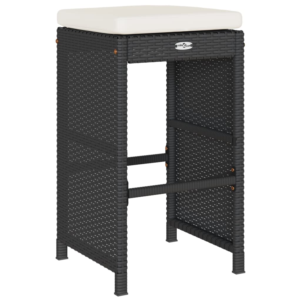 Sgabelli da Bar con Cuscini 4 pz Neri in Polyrattan 368689