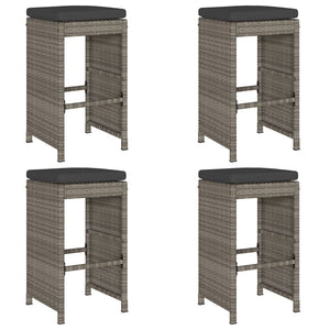Sgabelli da Bar con Cuscini 4 pz Grigi in Polyrattan 368690