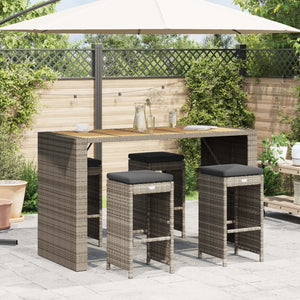 Sgabelli da Bar con Cuscini 4 pz Grigi in Polyrattan 368690