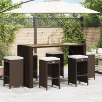 Sgabelli Bar da Giardino con Cuscini 6 pz Marroni in Polyrattan