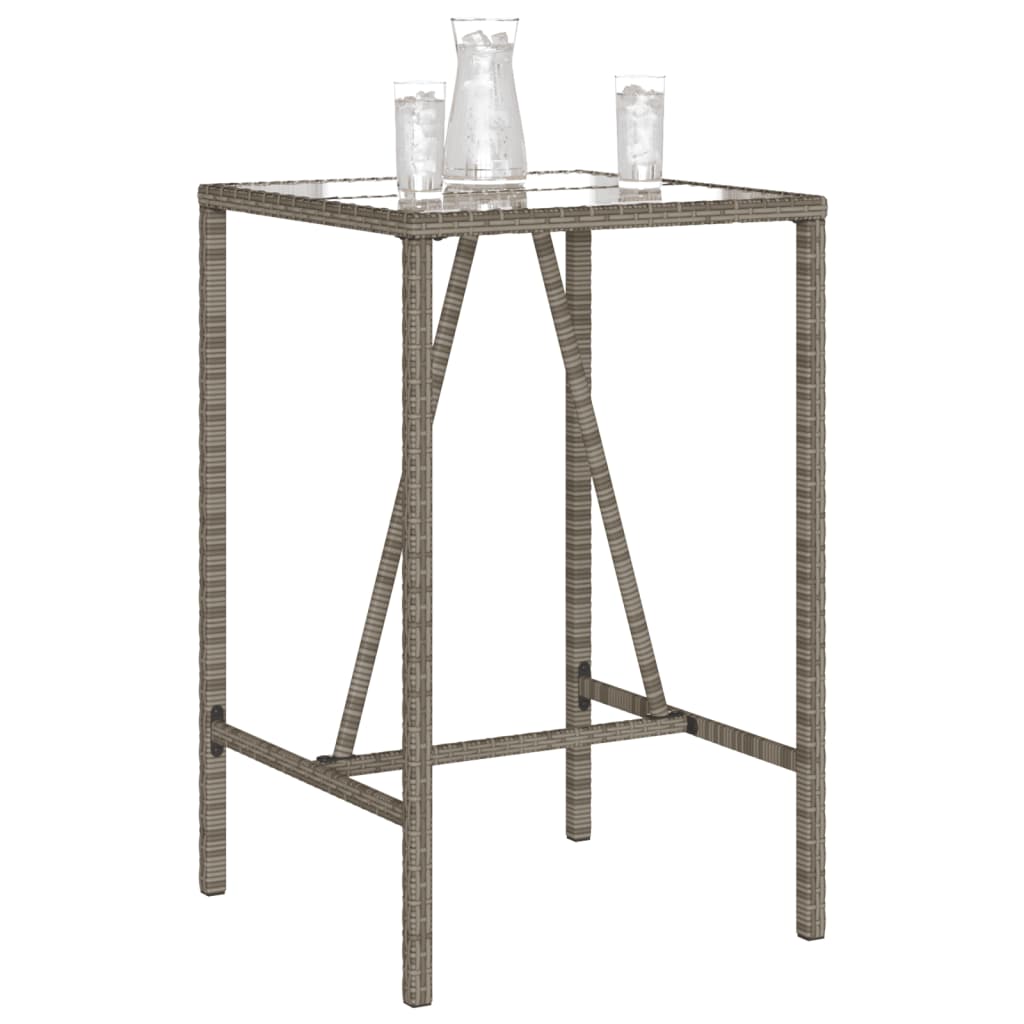 Tavolo da Bar da Esterno Grigio 70x70x110 cm in Polyrattan 368695