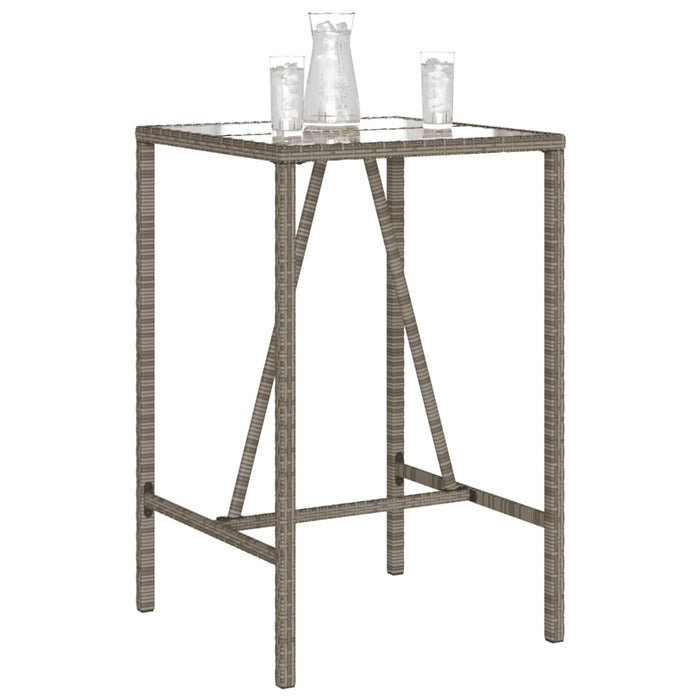 Tavolo da Bar da Esterno Grigio 70x70x110 cm in Polyrattan 368695