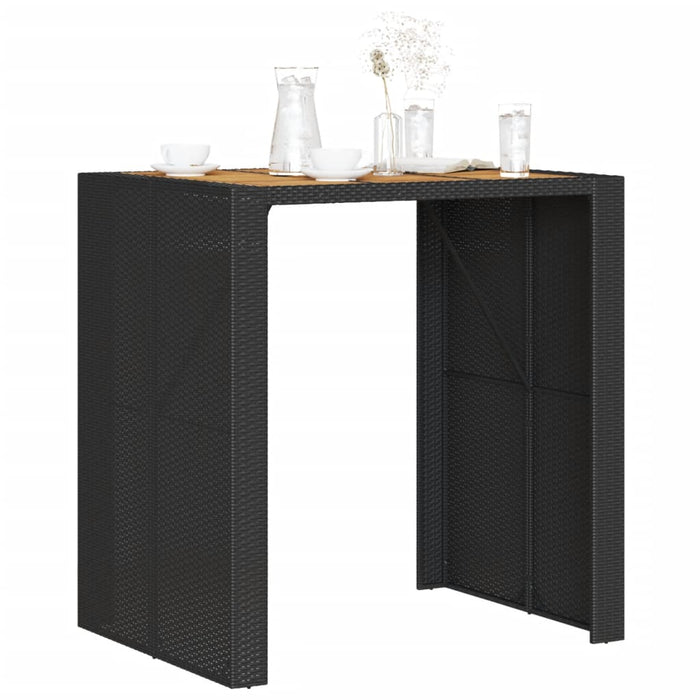 Tavolo Bar da Giardino Piano in Acacia 105x80x110 cm Polyrattan 368696