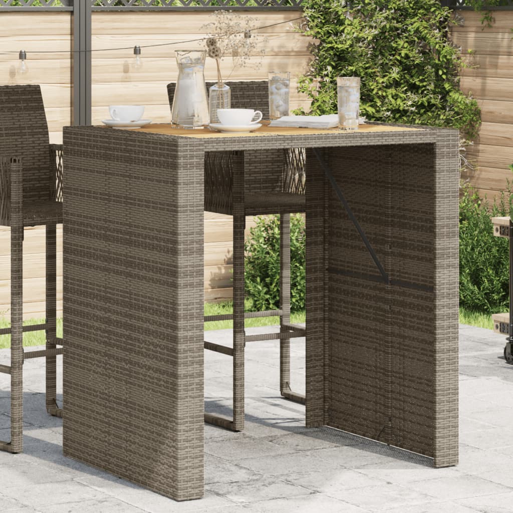 Tavolo Bar da Giardino Piano in Acacia 105x80x110 cm Polyrattan 368697
